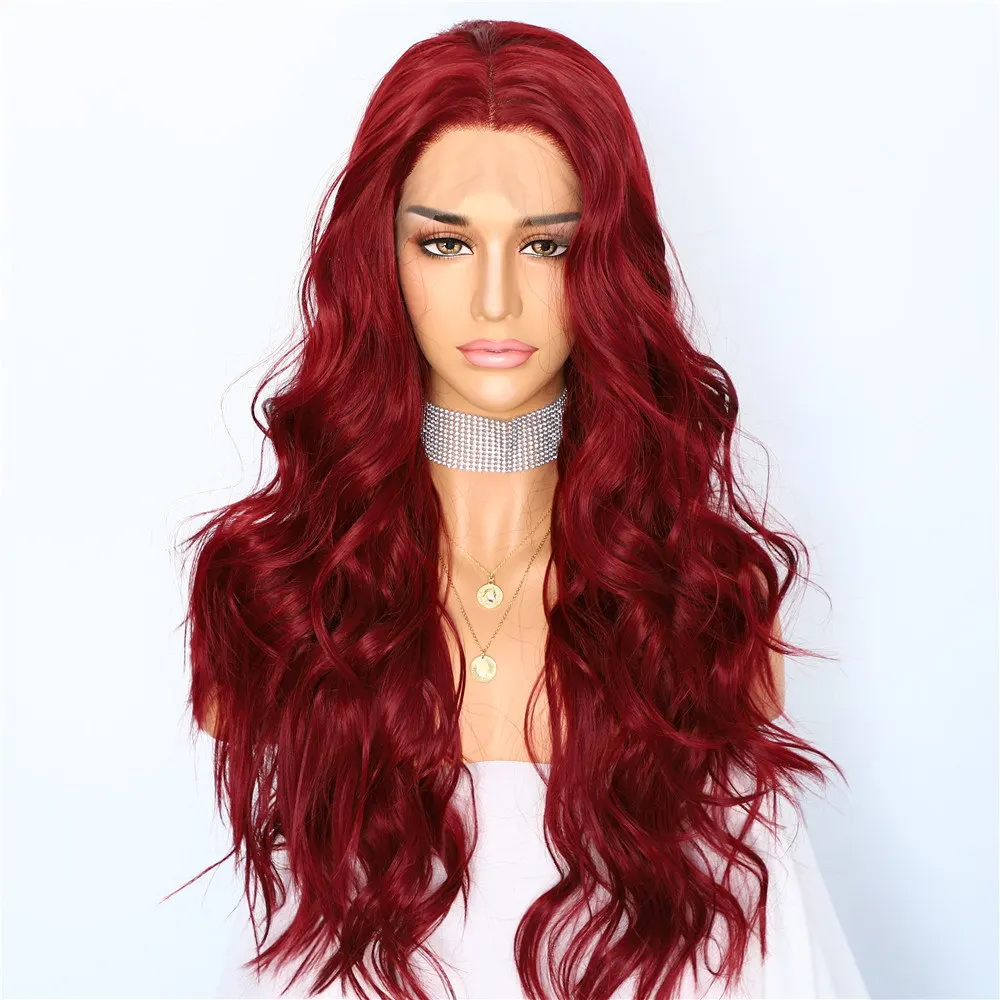 K-Красный BeautyTown#8 Омбре Коричневый естественная волна термостойкие волосы для женщин Свадьба вечеринка Хэллоуин подарок Синтетические Кружева передние парики на каждый день - Цвет: K-Красный