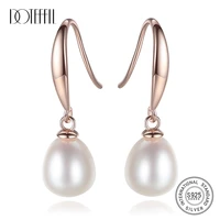 doteffil drop earrings 7mm genuine natural freshwater pearl 925 sterling silver earrings pearl jewelry women weddingparty gift