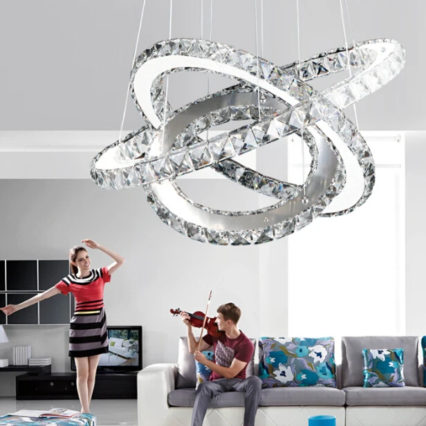 Современная хромированная люстра с кристаллами кольцо со стразами Светодиодная