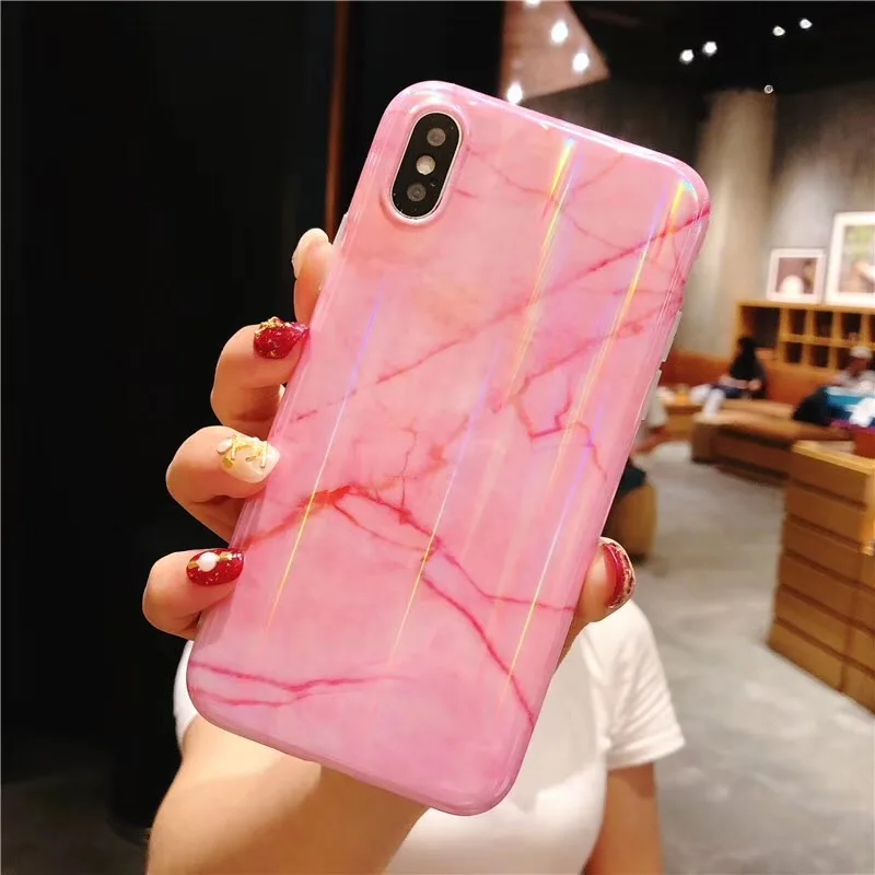 Чехол Aurora Laser Marble для iPhone X XR XS Max 7 8 Plus мягкий силиконовый чехол из ТПУ 6 6S |