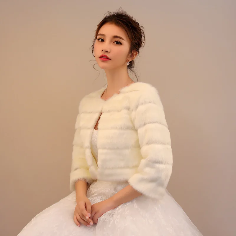 Bridal Coats Shawls Elegant Soft Autumn Winter Faux Fur Bride Wedding Wraps Bolero Jackets PJ91