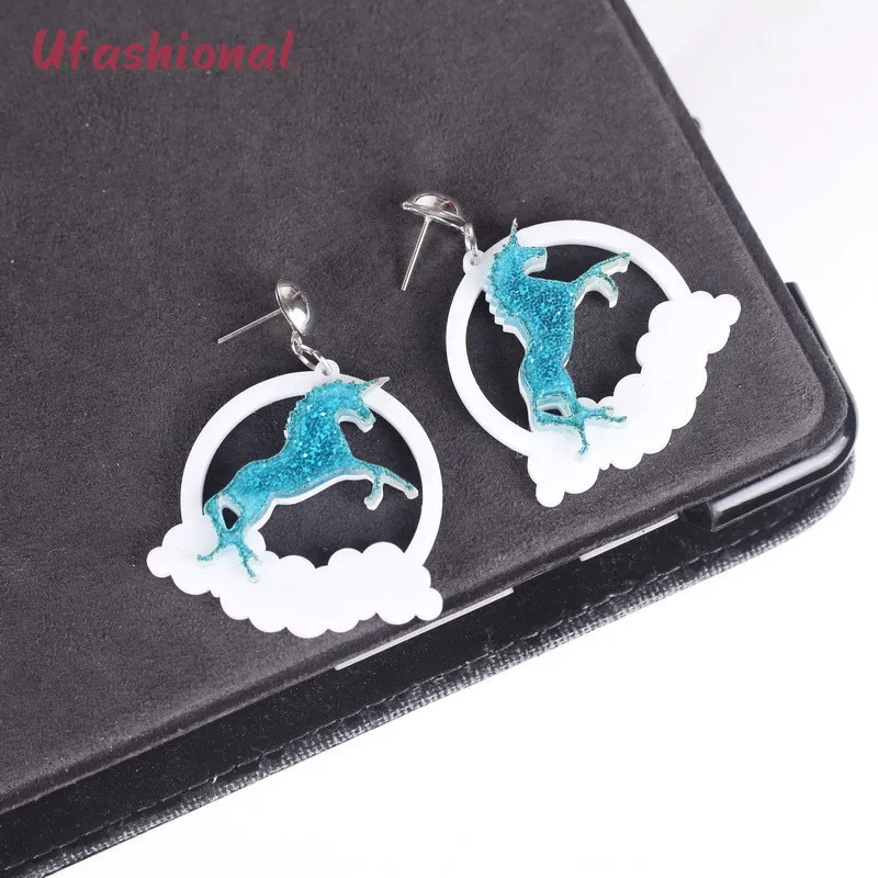 Висячие серьги из цинкового сплава акриловые лошадиные Подвески Brincos Circle Feminino