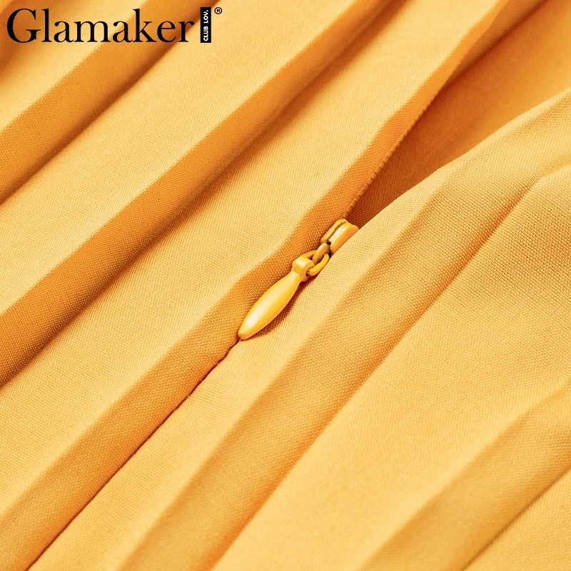 Glamaker сексуальное платье с v-образным вырезом и оборками женское весеннее желтое плиссированное платье без рукавов элегантное мини-клуб летнее платье
