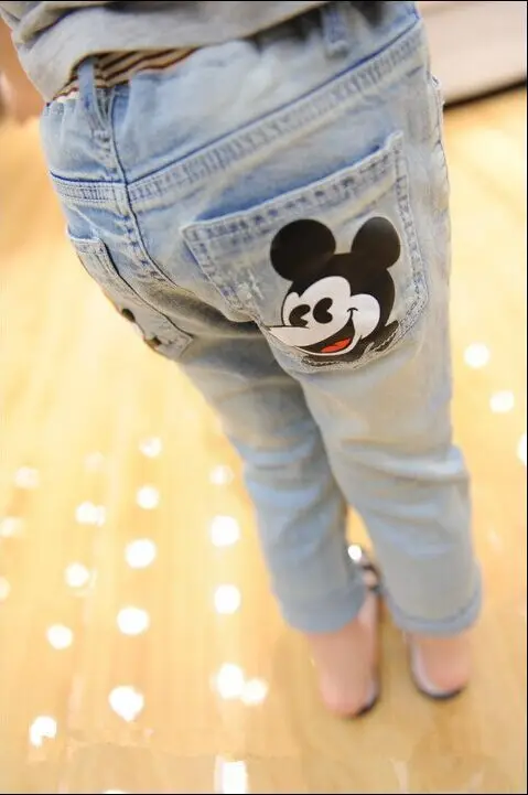 Джинсы для маленьких девочек весенние обтягивающие джинсы Детские корейские с