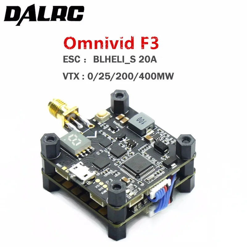 

DALRC Omnivid F3 Flight Controller 4 IN 1 BLHELI_S 20A DSHOT600 ESC 5.8G 25/200/400mW VTX for FPV Freestyle RC Drone Omnibus