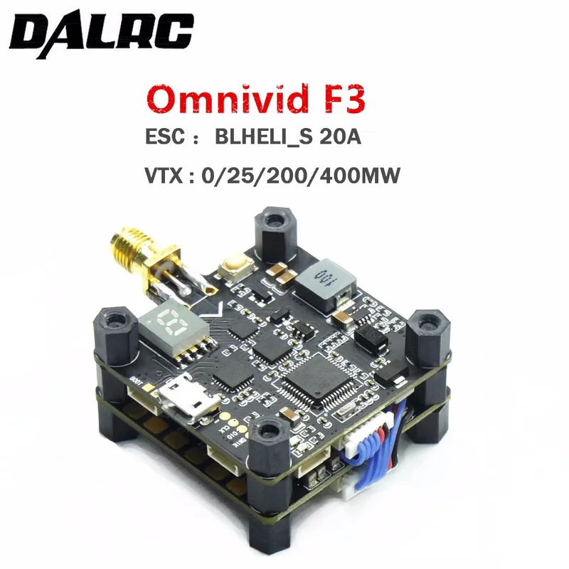 

Контроллер полета DALRC Omnivid F3 4 в 1 blheli _ s 20A DSHOT600 ESC 5,8G 25/200/400 МВт VTX для FPV Freestyle RC Drone Omnibus