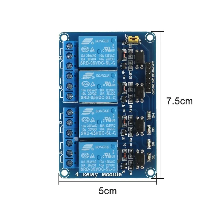 4-Канальный Релейный модуль постоянного тока 5 В для Arduino Raspberry Pi Dsp Avr Pic Arm |