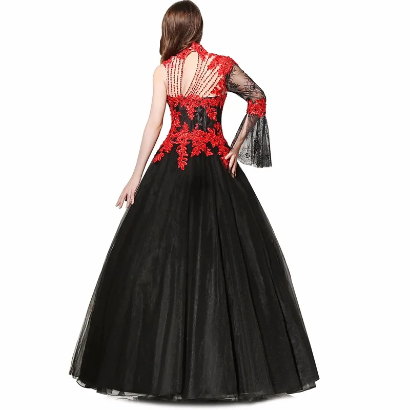 Свадебное платье LORIE Robe 2018 черного и красного цвета винтажное кружевное с высоким