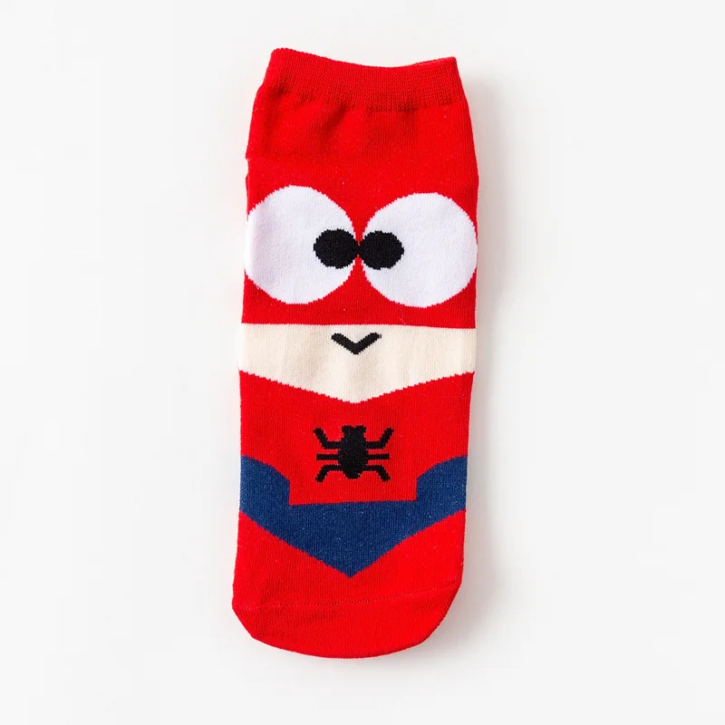 Красный Весенне-осенние короткие супергерой рисунок Носки следки низкая помощь Wo мужские носки хлопок Супермен Человек-паук мужские носки - Цвет: Красный