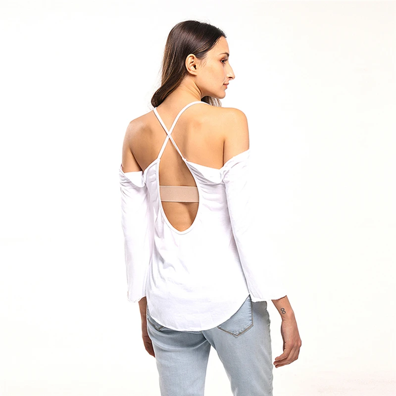 Women's Long Sleeve White Shirt Sex Backless Tops Ladies Casual Loose Shirts Summer Women Clothing | Женская одежда