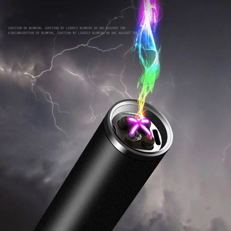Креативная ветрозащитная дующая USB Зажигалка для дуговой зарядки двойная
