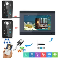 7inch wired ip wifi rfid password video door phone doorbell intercom entry system with 2 x ir cut 1000tvl wired camera