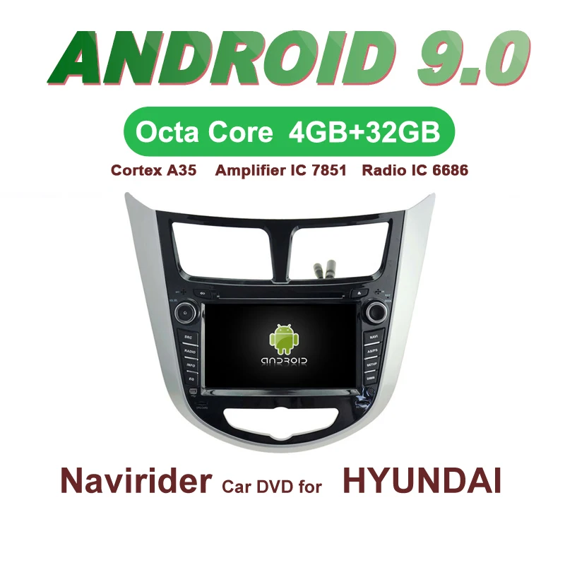 Navirider gps Android 9,0 bluetooth стерео 4-х ядерный 8-Core dvd-плеер автомобиля для HYUNDAI VERNA/HYUNDAI ACCENT HYUNDAI SOLARIS 2011-2012 аксессуары