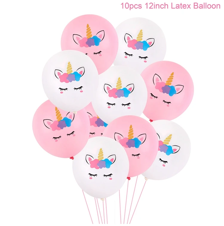 Unicorn balons 10pcs Набор воздушных шаров в виде единорога, 25 шт., товары для дня рождения, балоны, шары с днем рождения, Детские декорации вечеринок - Цвет: Unicorn balons 10pcs