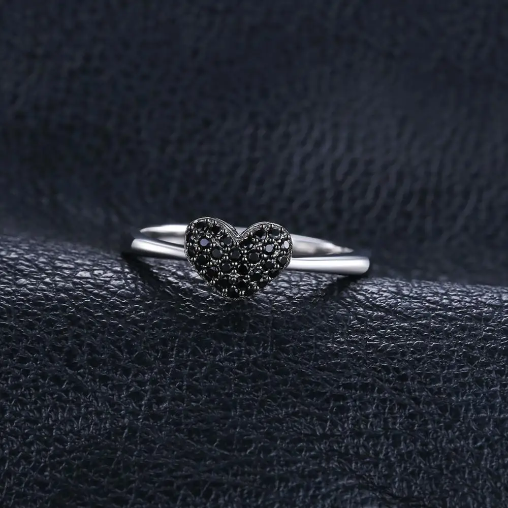 Jewelrypalace модные 0.14ct естественным черной шпинели сердце любовь Кольца для Для женщин стерлингового серебра 925 Свадебные подарки Красивые ювелирные изделия