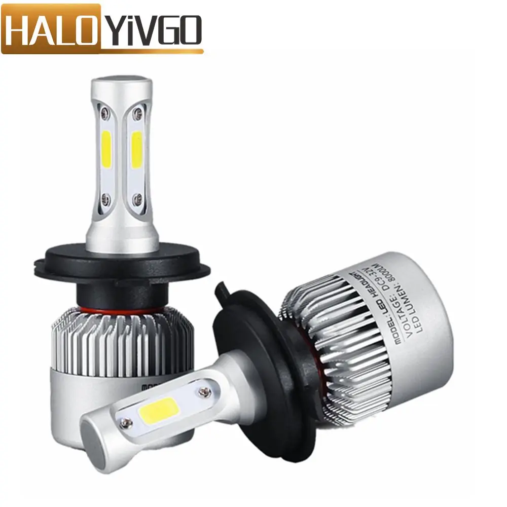 1 пара H4 9003 светодиодные лампы для автомобильных фар Hi/Lo Луч COB 72 Вт 8000LM