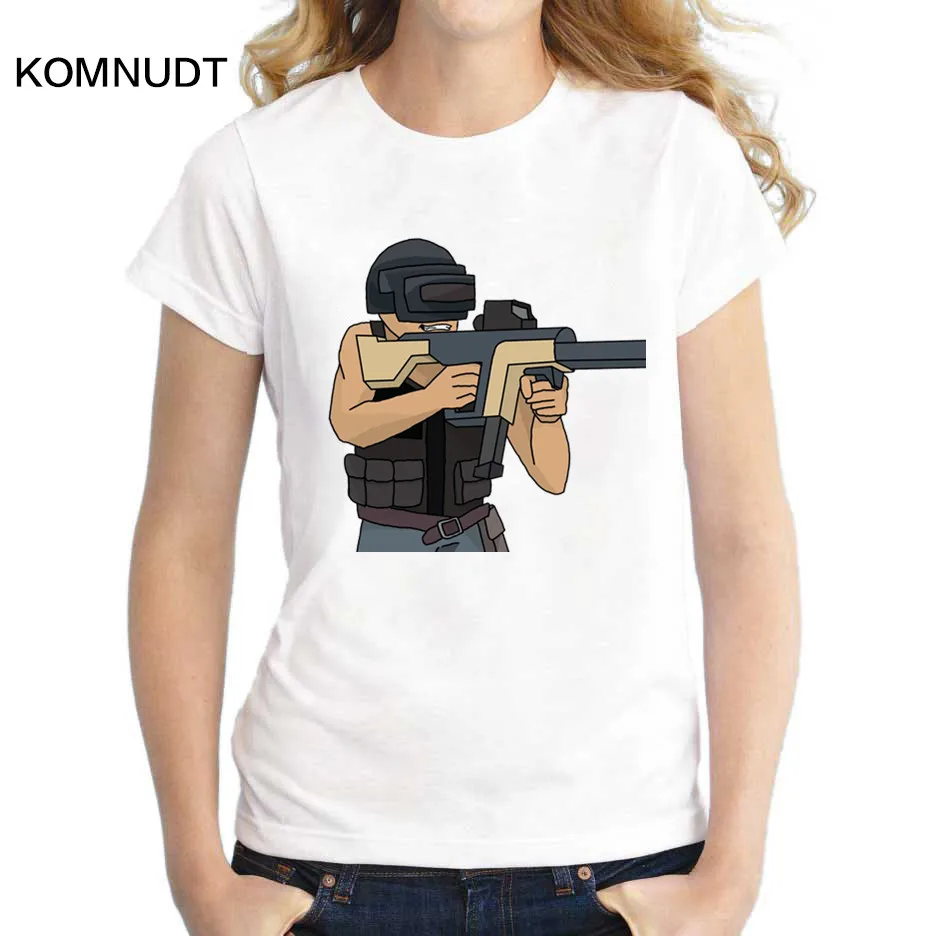 Komnudt стиль игры pubg Harajuku женские Футболки Для женщин/женские белые с круглым