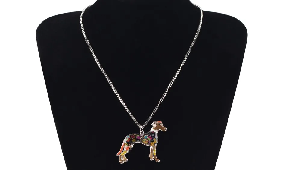 Bonsny Maxi эффектное металлическое сплав galgos собака породы борзая Ювелирные изделия Чокер Эмаль ожерелье цепочка Воротник Подвеска Мода для женщин
