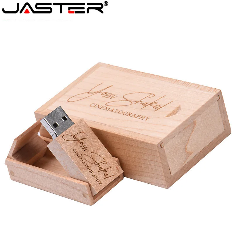 JASTER(более 10 шт бесплатный логотип) Деревянные USB+ коробка металлический брелок USB флэш-накопитель Флешка 64 ГБ 32 ГБ U диск фотография свадебный подарок