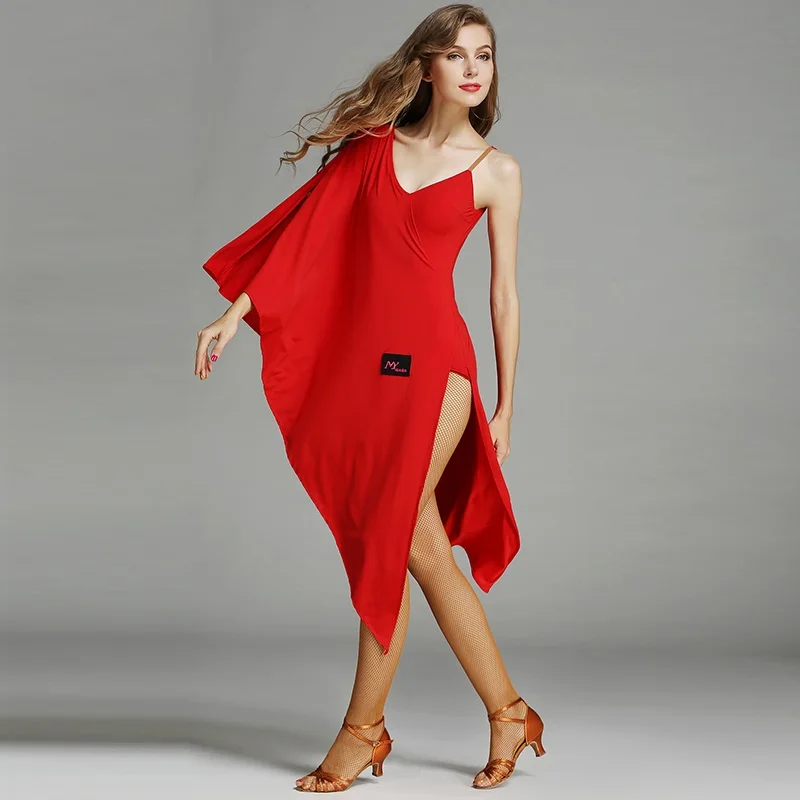 Красное латинское бальное платье для современного танца Костюм самба румба