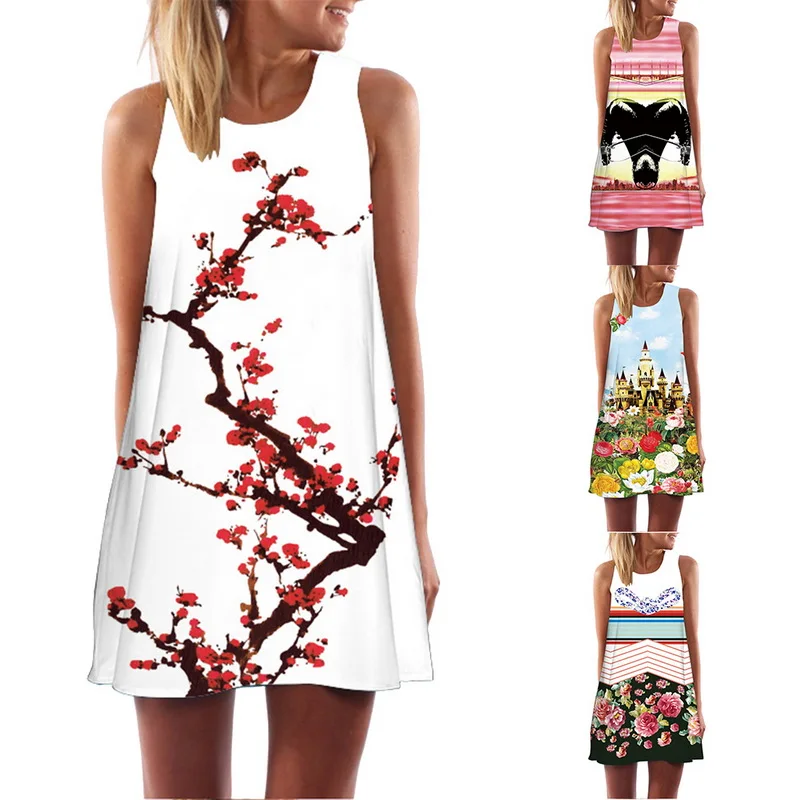 Женский Повседневный пляжный сарафан LAAMEI Пляжное Платье в стиле бохо с цветочным