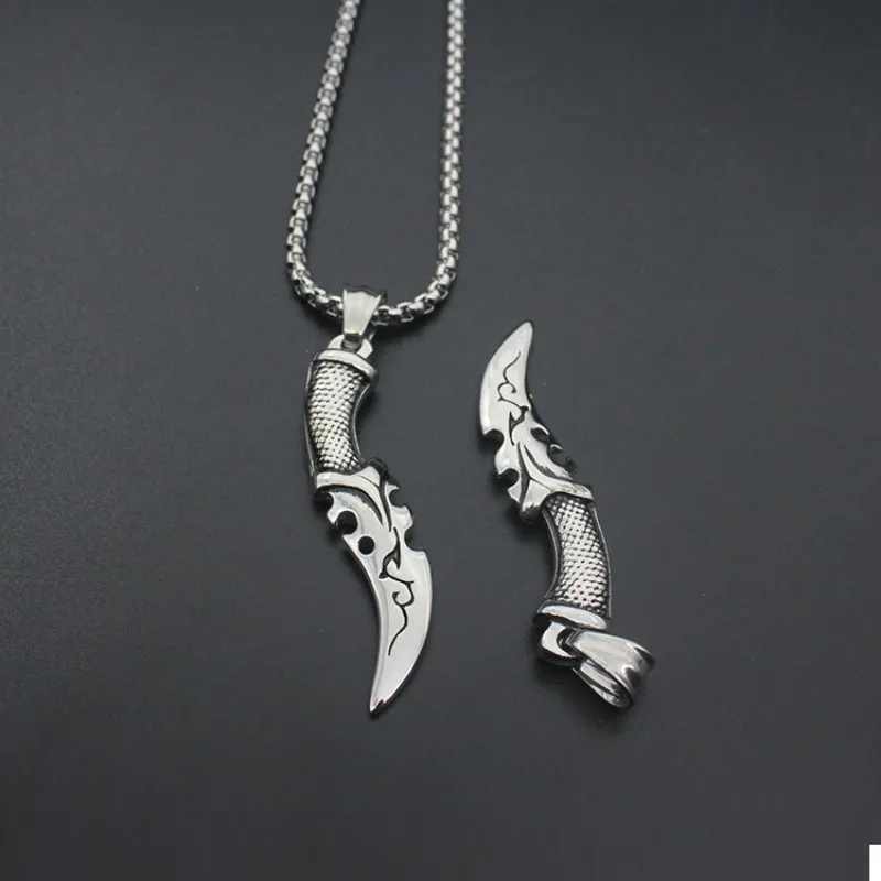 2018 Hip Hop Sword Dagger Knife stainless steel Necklace Pendant for Men Stainless Steel Male Bike Jewelry |