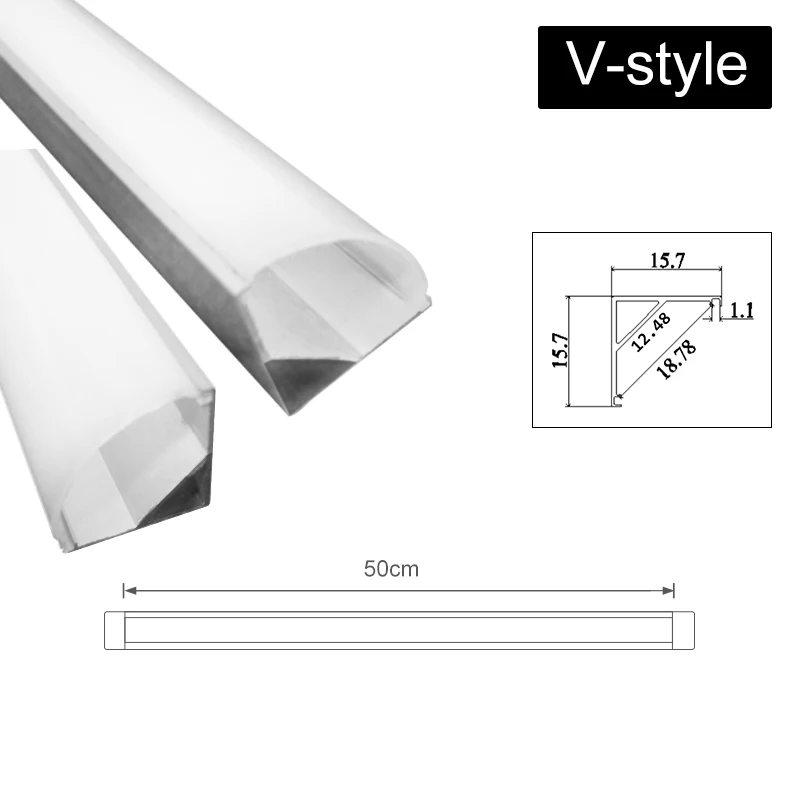 V Style CLAITE Three Style U V YW 30cm 45cm 50cm Aluminium Channel Holder for LED Strip Light Bar Under Cabinet Lamp Kitchen 1.8cm Wide - Испускаемый цвет: V Style