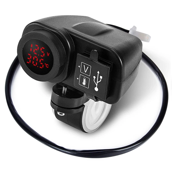 Red Двойное зарядное устройство USB для мотоцикла 12 В 4.2A Moto 2.1A+ 2.1A 12 В до 5 В 15 Вт USB зарядное устройство светодиодный дисплей розетки с переключателем включения-выключения - Название цвета: Red