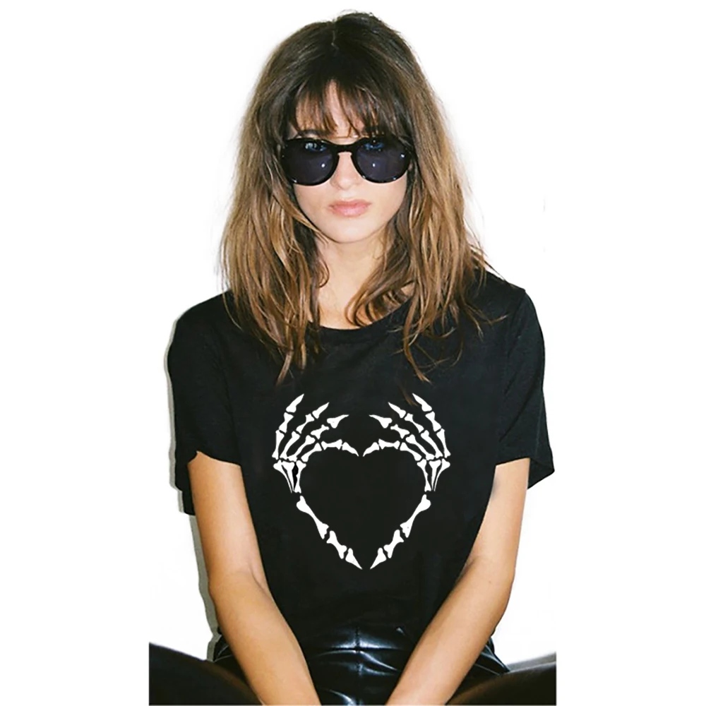 TEEHEART Новинка 2017 года Женская футболка Cool Bone Череп с принтом в виде рисунка от руки