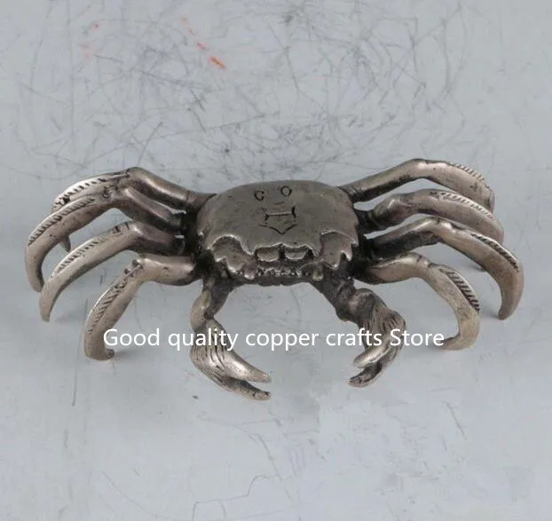 

China collection archaize white copper crab statue It will bring you wealth