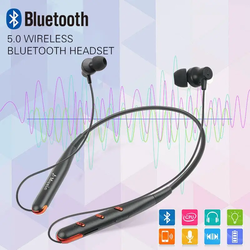 Bluetooth 5 0 беспроводные наушники для шеи гарнитура бас стерео водонепроницаемый