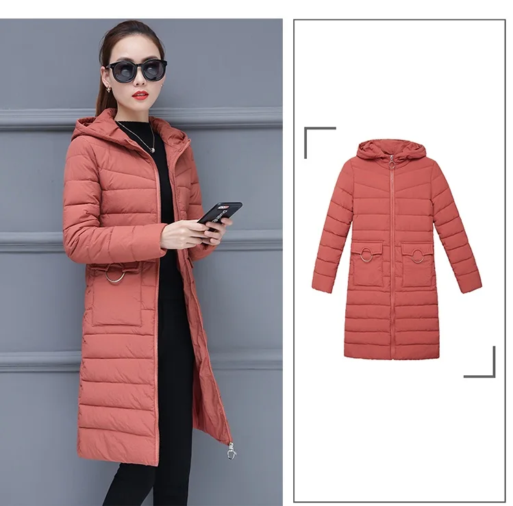 Новинка, зимняя женская куртка, плюс размер, 3XL, женские парки, теплая верхняя одежда, одноцветные пальто с капюшоном, Длинная женская тонкая хлопковая Базовая куртка