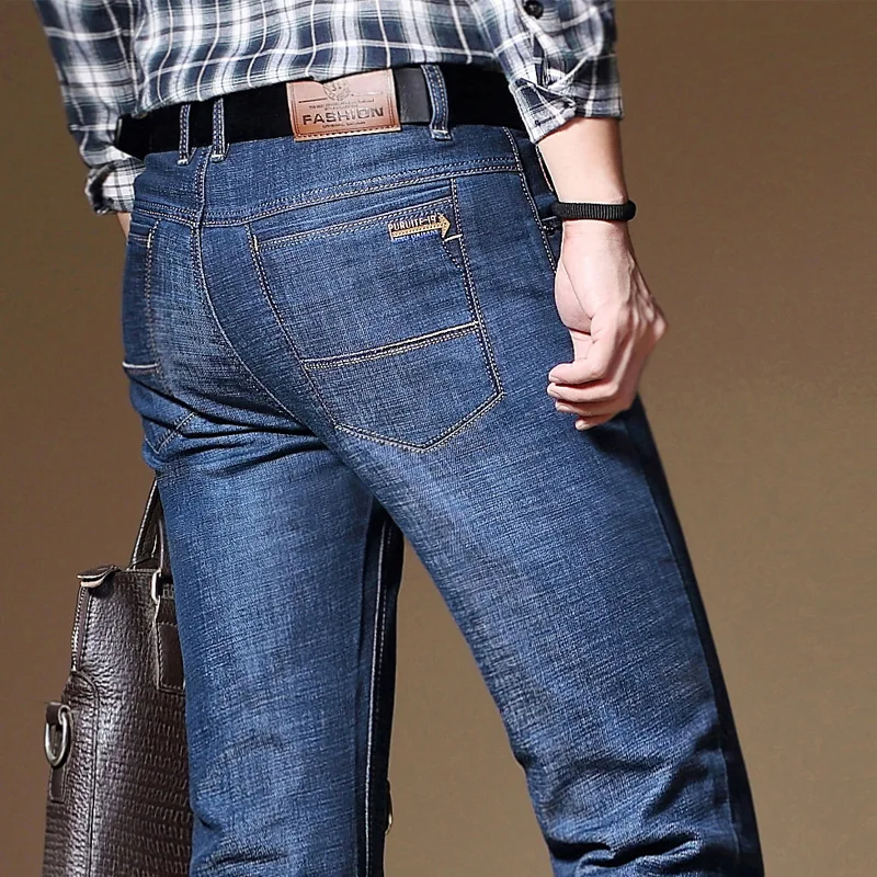 Мужские классические джинсы синие потертые мешковатые из 100% хлопка Дизайнерские