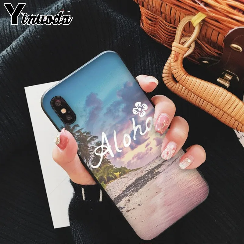 Yinuoda Aloha Летний Полосатый Мягкий резиновый черный чехол для телефона Apple iPhone 8 7 6 6S