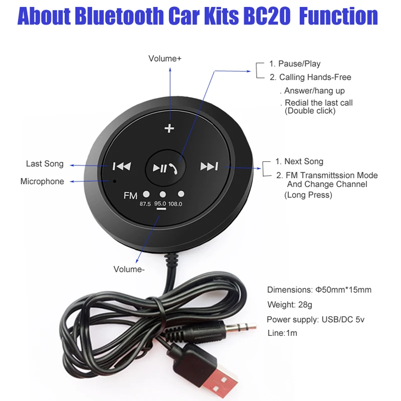 Бесплатный музыкальный адаптер 5 0 беспроводной Bluetooth приемник комплект авто