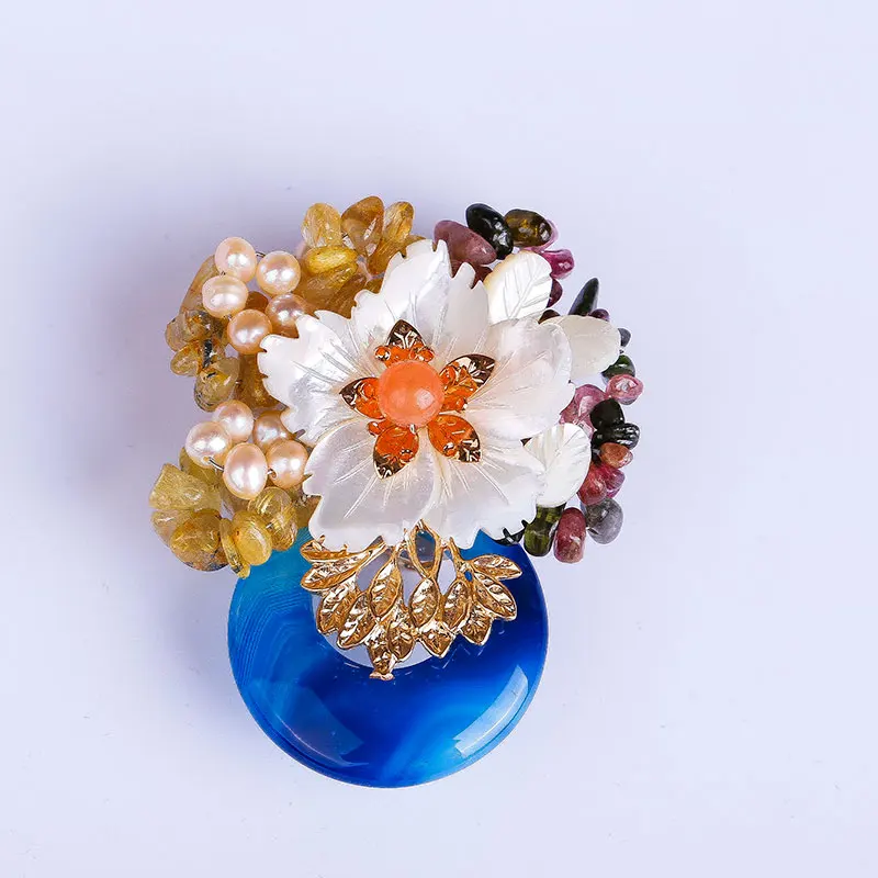 Оригинальный ручной работы натуральный queen shell пресноводный жемчуг брошь для