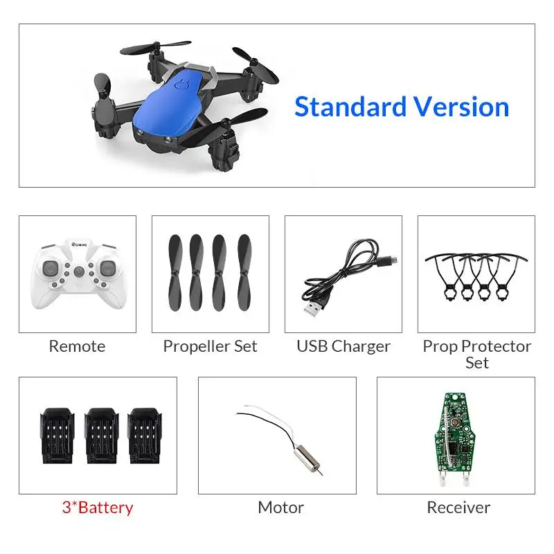 Eachine E61 E61HW Мини WiFi Дрон FPV с HD камерой режим удержания высоты складной Радиоуправляемый Дрон Квадрокоптер RTF подарок для детей - Цвет: bluestandard3battery