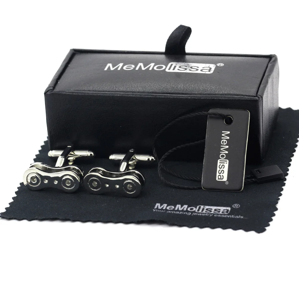 

MeMolissa Display Box Sports Style Cufflinks Bicycle Chain Track Design Movement Cufflinks for Men Free Tag & Wipe Cloth
