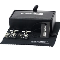 memolissa display box sports style cufflinks bicycle chain track design movement cufflinks for men free tag wipe cloth