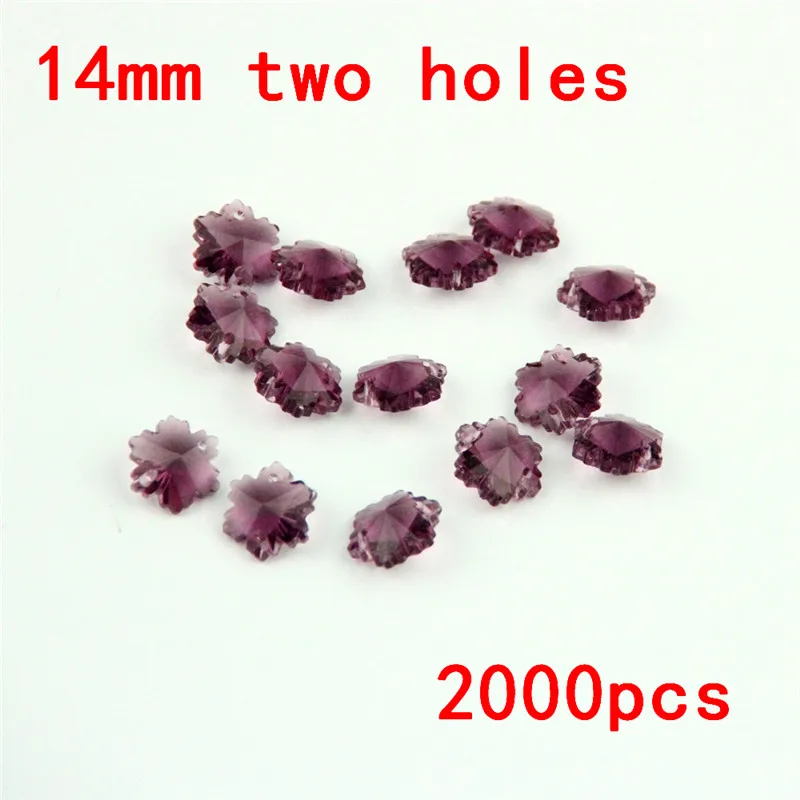 

China Top AAA Quality Crystal Snowflake Beads 14mm 2000pcs Amethyst Color Glass Prism Beads for Dining Room Lights Decoration