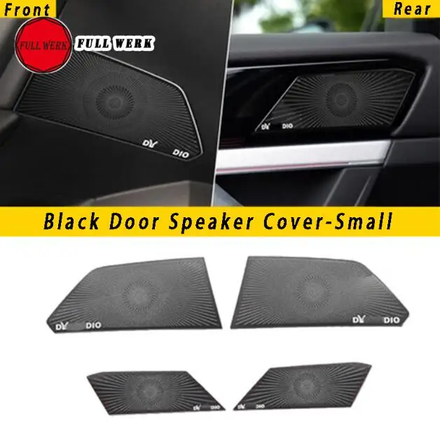 Black Door Speaker Нержавеющая сталь двери автомобиля динамик столб Твиттер Крышка Накладка для Touareg 19 приборной панели динамик пластины украшения стикер интерьера - Название цвета: Black Door Speaker