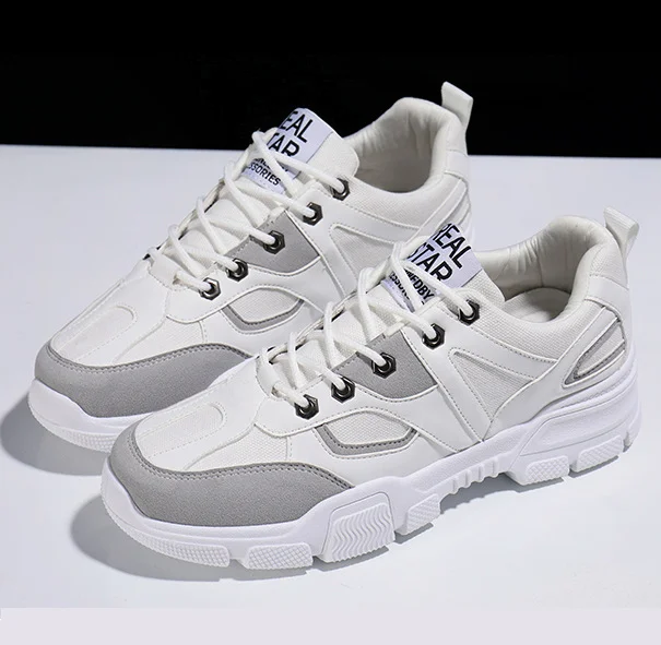 White Gray Модные мужские кроссовки с высоким берцем; Новинка года; дышащая мужская повседневная обувь; Цвет черный, хаки; Tenis Masculino; Мужская обувь для прогулок - Цвет: White Gray