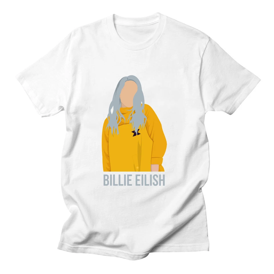 Billie Eilish Футболка с принтом мужская летняя белая хлопковая Повседневная рубашка