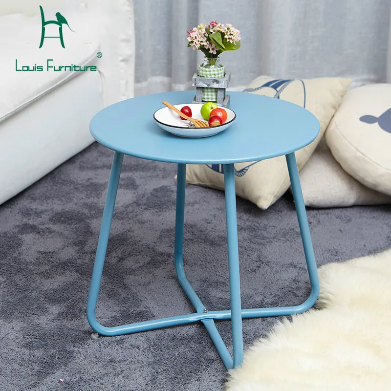 

Louis Fashion Coffee Tables Iron Art Nordic Living Room Minimalist Circular Sofa Corner Modern Bedside Balcony