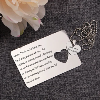 necklace Индивидуальный подарок для пары Boyfriend Частный резерв надпись драгоценный кошелек Dec. Аксессуары Вставка карта 1 комплект - Цвет: necklace
