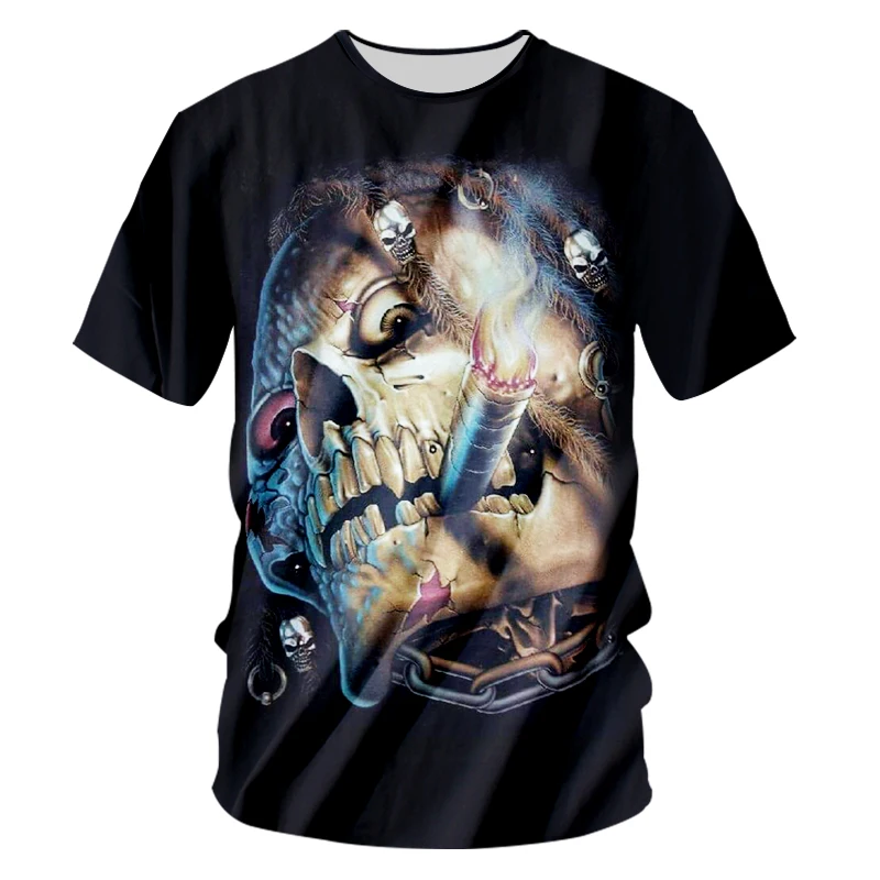 UJWI Мужская футболка с коротким рукавом хип-хоп принтом черепа 3D | одежда