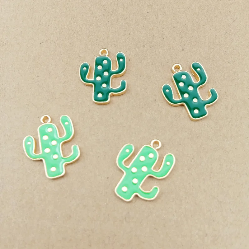 

Newest 60pcs/Lot 21*16MM Gold Tone Enamel Alloy Charms Cute Plant Cactus Shape Oil Drop Fashion Jewelry Necklace Pendants