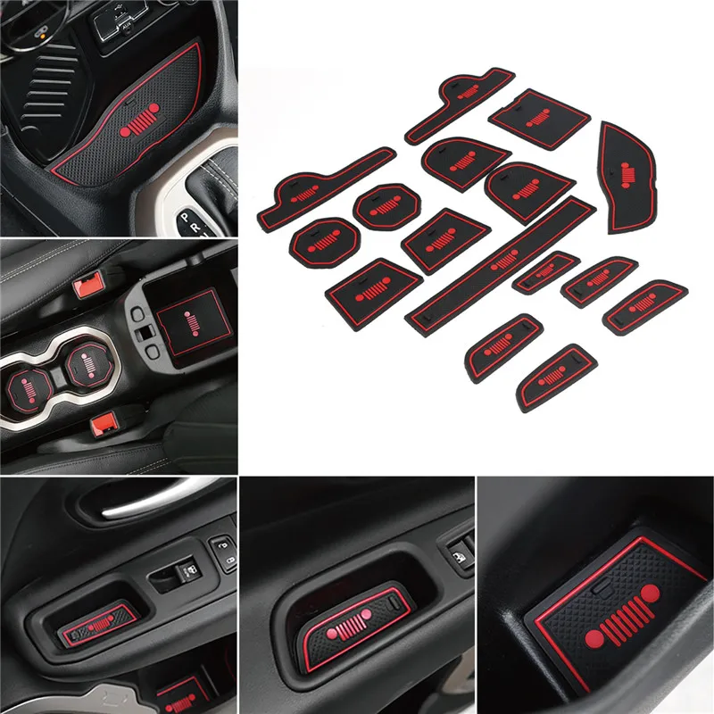 WISENGEAR для Jeep Renegade 16 шт. дверной паз коврик прокладка резиновая нескользящая чашка коврик ворота Слот Коврик Подушка интерьерная наклейка /