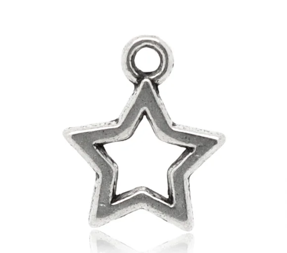 DoreenBeads 50 тусклый серебристый цвет кулон Подвеска со звездой 15х12 мм (B14057) |