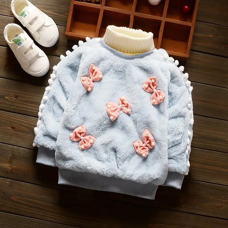 2016 Новые Осенние и Зимние Детские Девушки Свитер Младенческой Плюшевые Толстый